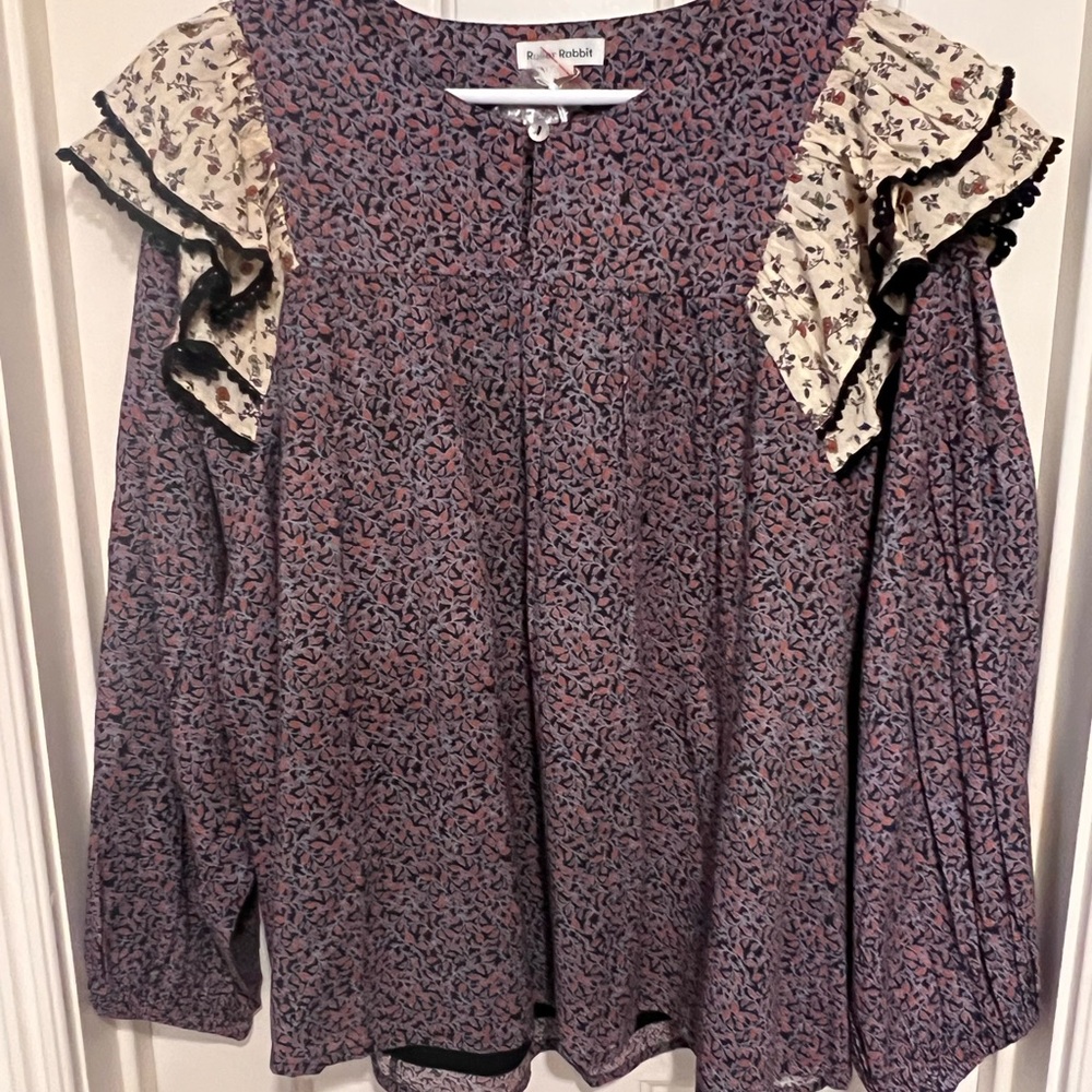 Floral Ruffle Sleeve Top